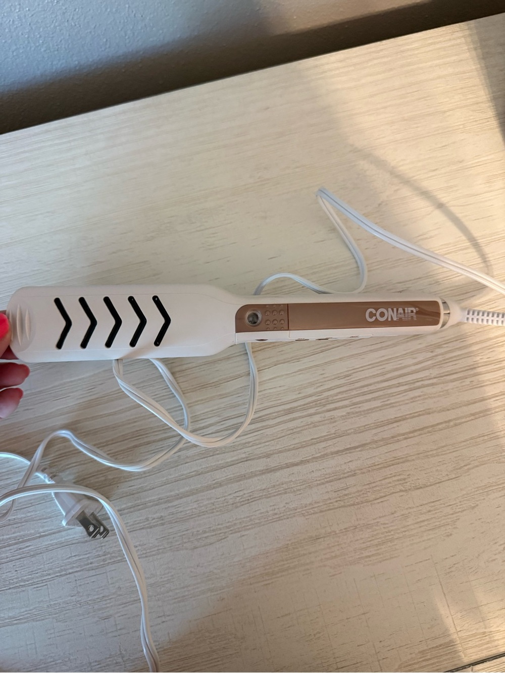 Conair White and Rose Gold Hair Straightening Brush